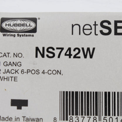 Hubbell White Duplex RJ11 Telephone Jack Wall Plates Cover 4-Wire 6P4C NS742W
