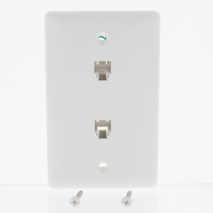 Hubbell White Duplex RJ11 Telephone Jack Wall Plates Cover 4-Wire 6P4C NS742W