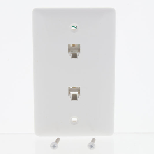 Hubbell White Duplex RJ11 Telephone Jack Wall Plates Cover 4-Wire 6P4C NS742W