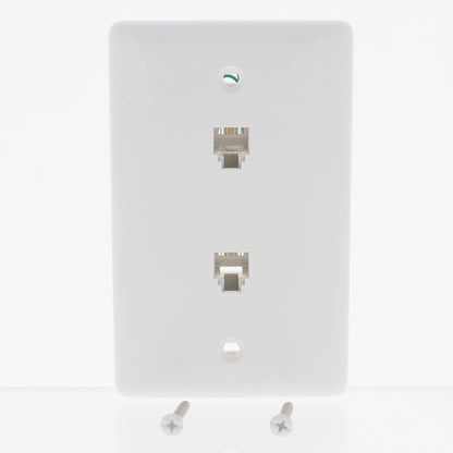 Hubbell White Duplex RJ11 Telephone Jack Wall Plates Cover 4-Wire 6P4C NS742W