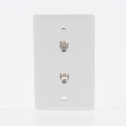 Hubbell White Duplex RJ11 Telephone Jack Wall Plates Cover 4-Wire 6P4C NS742W