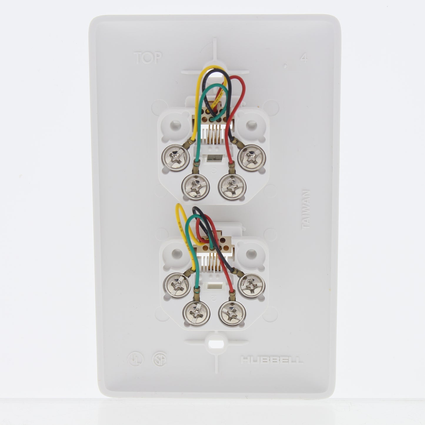 Hubbell White Duplex RJ11 Telephone Jack Wall Plates Cover 4-Wire 6P4C NS742W