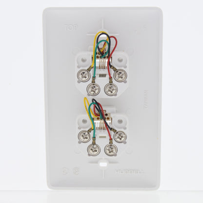 Hubbell White Duplex RJ11 Telephone Jack Wall Plates Cover 4-Wire 6P4C NS742W