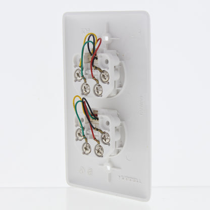Hubbell White Duplex RJ11 Telephone Jack Wall Plates Cover 4-Wire 6P4C NS742W