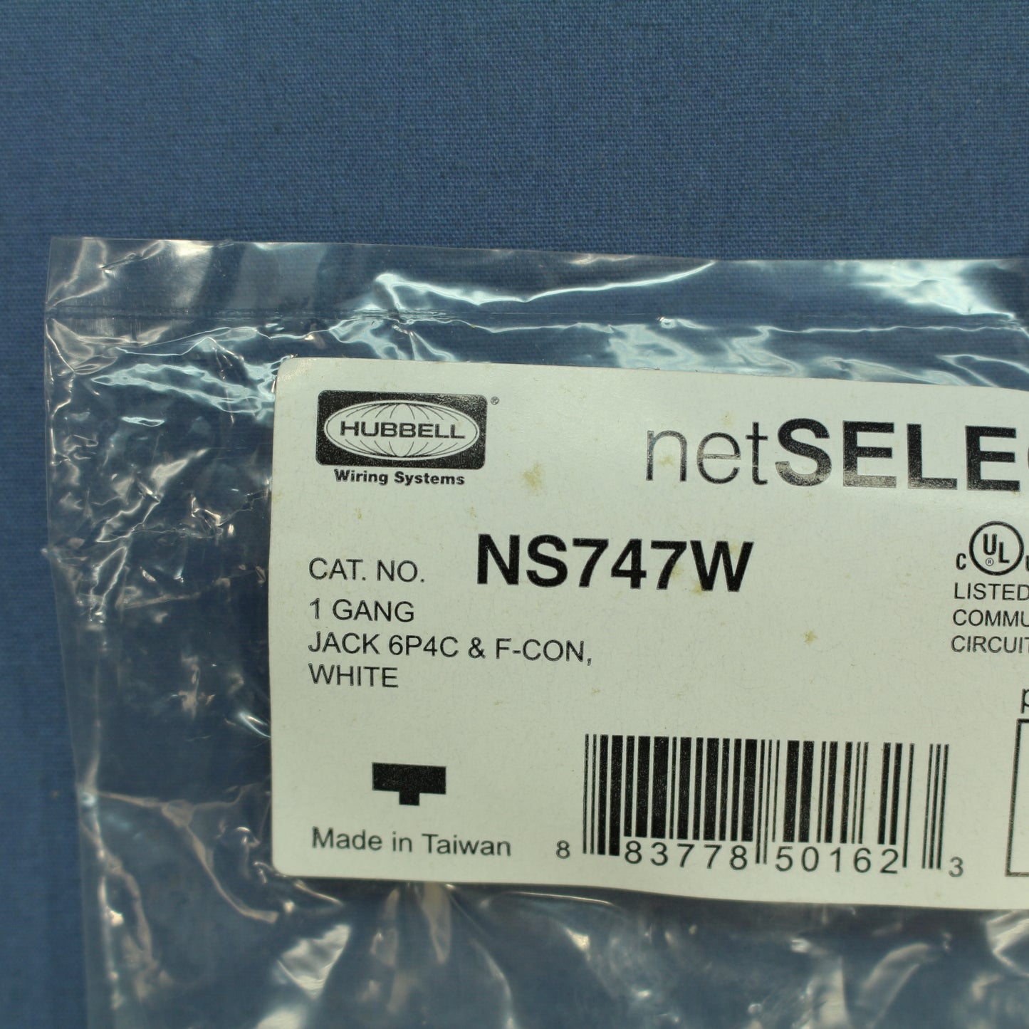Hubbell NS747W White 1-Gang Telephone Jack 1 F-Connector Nylon Wallplate Cover