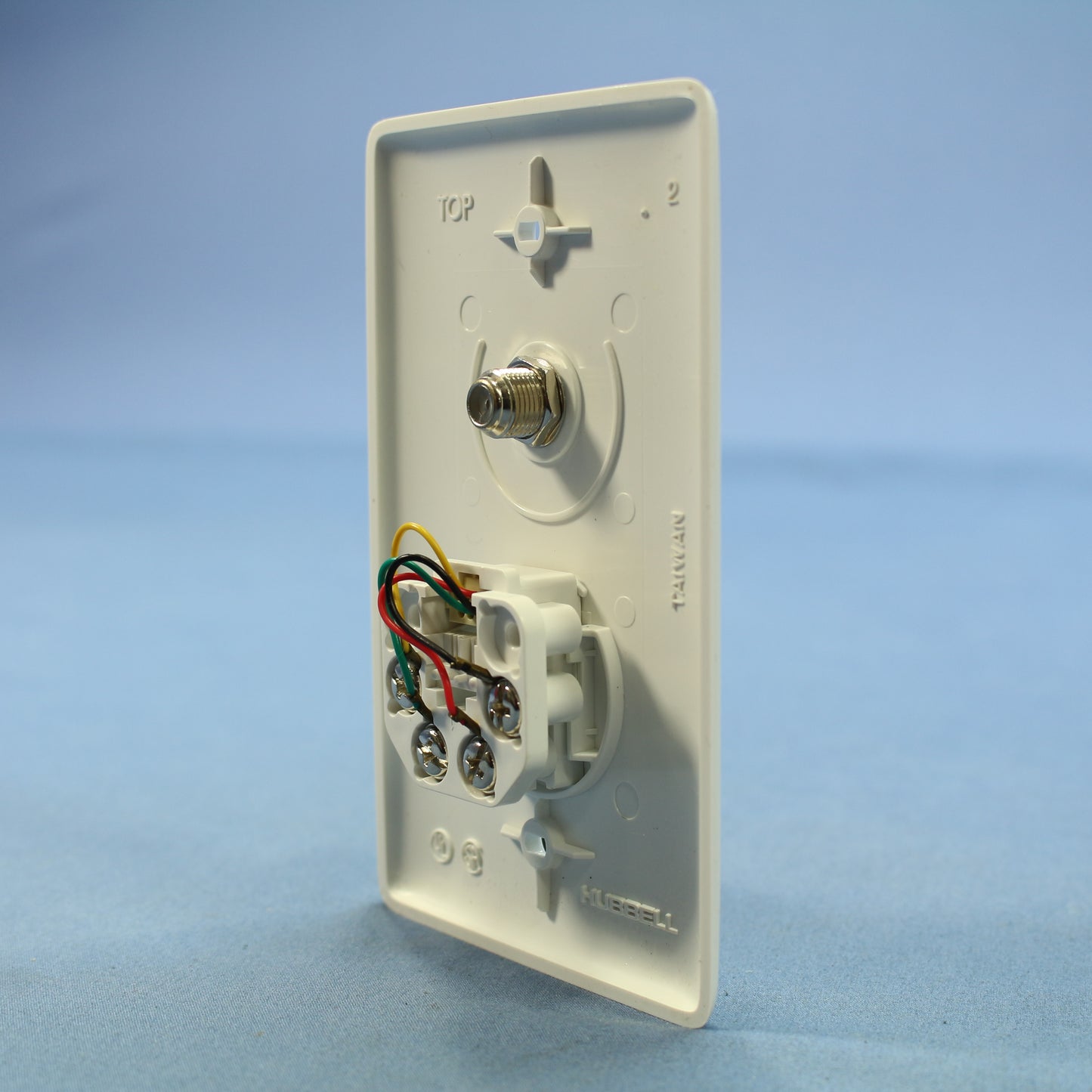 Hubbell NS747W White 1-Gang Telephone Jack 1 F-Connector Nylon Wallplate Cover