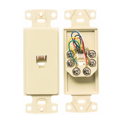 Hubbell NS771AL Plate Frame W/Jack 6-Position 6-Connector Screw Terminal Almond