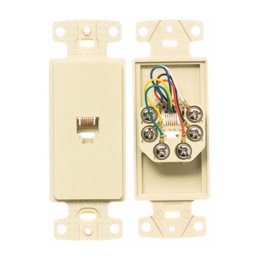 Hubbell NS771AL Plate Frame W/Jack 6-Position 6-Connector Screw Terminal Almond