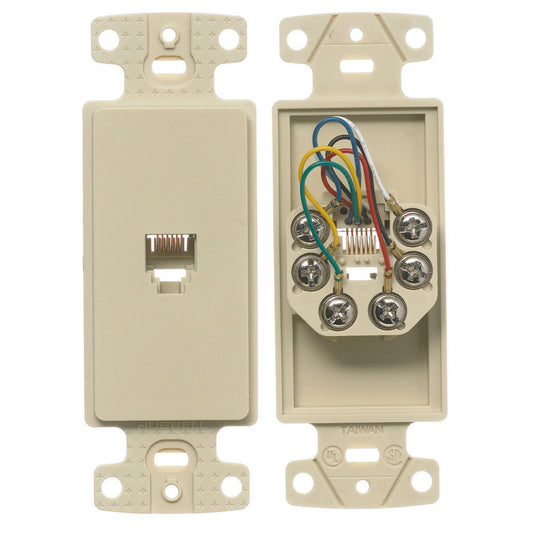 Hubbell NS771LA Light Almond 6-Wire Data Phone Jack Wallplate Cover Insert Plate