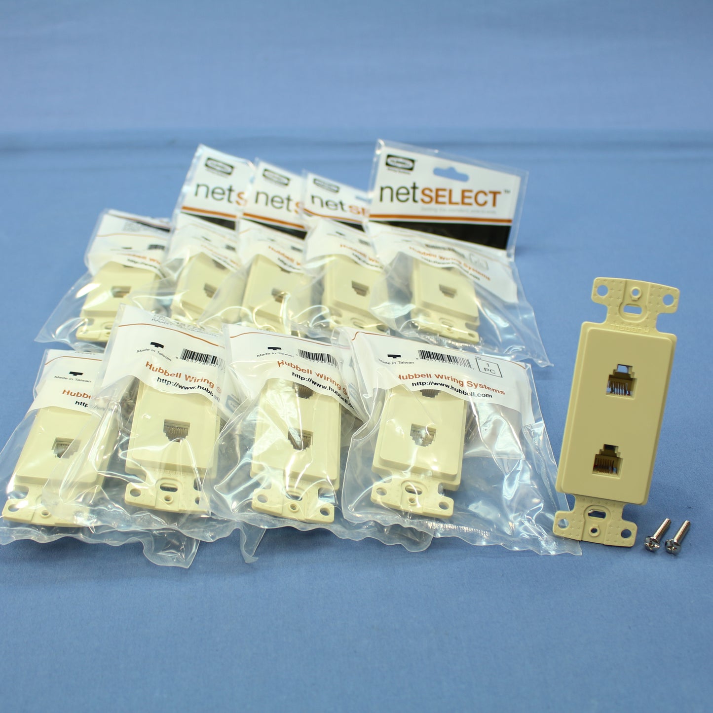 10 Hubbell NetSelect Ivory 6-Wire RJ11 Telephone Voice Jacks Modular 6P6C NS772I