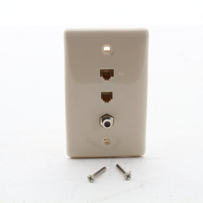 Hubbell NS790LA Light Almond 6-Wire Phone Jack Cat5e Coax F-Type Wallplate Cover