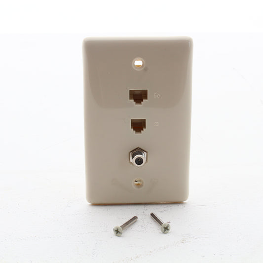 Hubbell NS790LA Light Almond 6-Wire Phone Jack Cat5e Coax F-Type Wallplate Cover