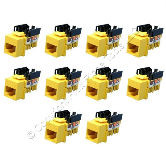 10 Hubbell NetSelect Yellow Universal A/B Cat5e Voice Data Jacks 8-Position