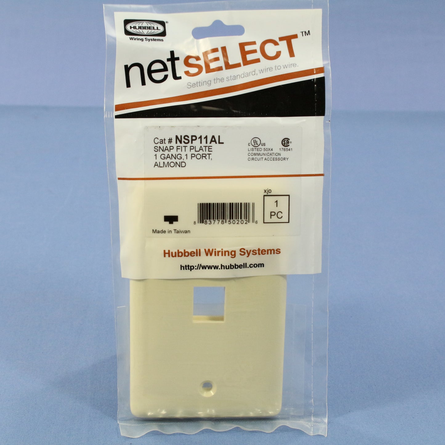 Hubbell NSP11AL Almond 1-Gang 1-Port Flame-Retardant Standard Wallplate Cover