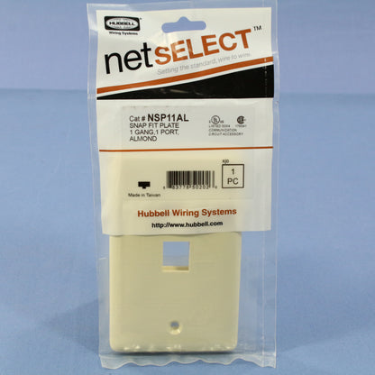 Hubbell NSP11AL Almond 1-Gang 1-Port Flame-Retardant Standard Wallplate Cover