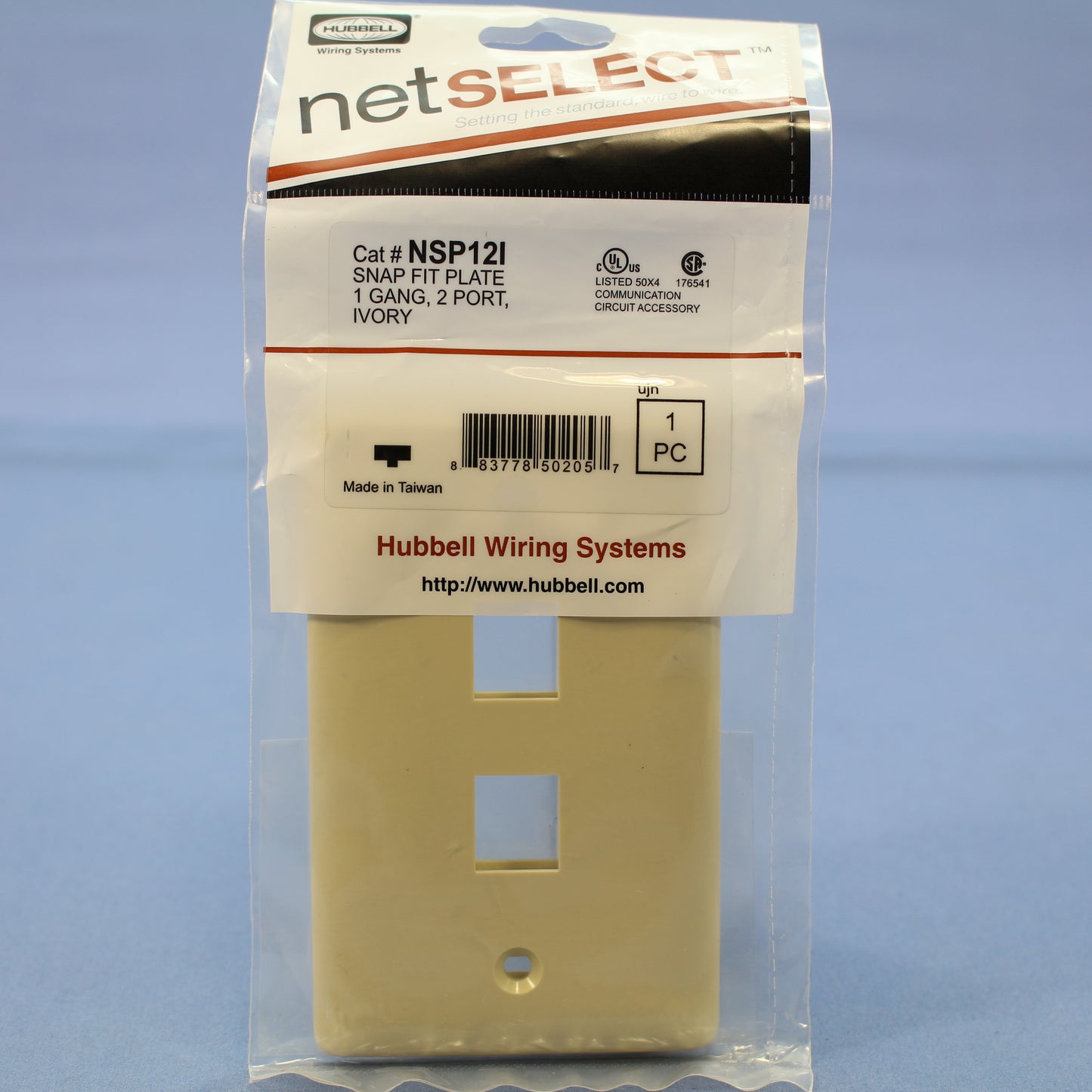 Hubbell NSP12I Ivory 1-Gang 2-Port Flame-Retardant ABS Standard Wallplate Cover
