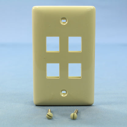 Hubbell NSP14I Ivory 1-Gang 4-Port Flame-Retardant ABS Standard Wallplate Cover