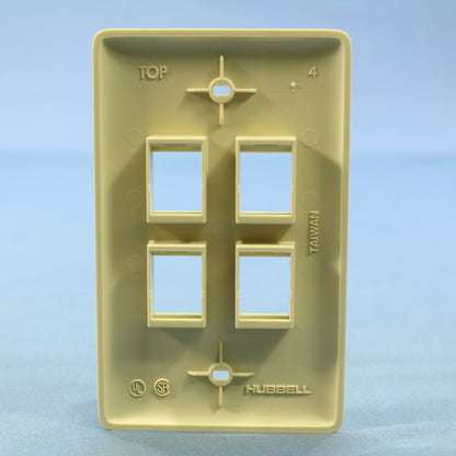 Hubbell NSP14I Ivory 1-Gang 4-Port Flame-Retardant ABS Standard Wallplate Cover