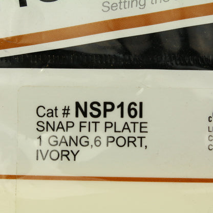 Hubbell NSP16I Ivory 1-Gang Snap Fit Flush Mount Multimedia 6-Port Wallplate