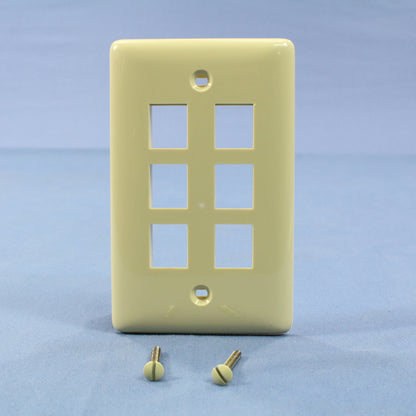 Hubbell NSP16I Ivory 1-Gang Snap Fit Flush Mount Multimedia 6-Port Wallplate