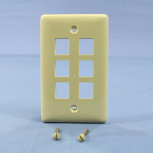 Hubbell NSP16I Ivory 1-Gang Snap Fit Flush Mount Multimedia 6-Port Wallplate