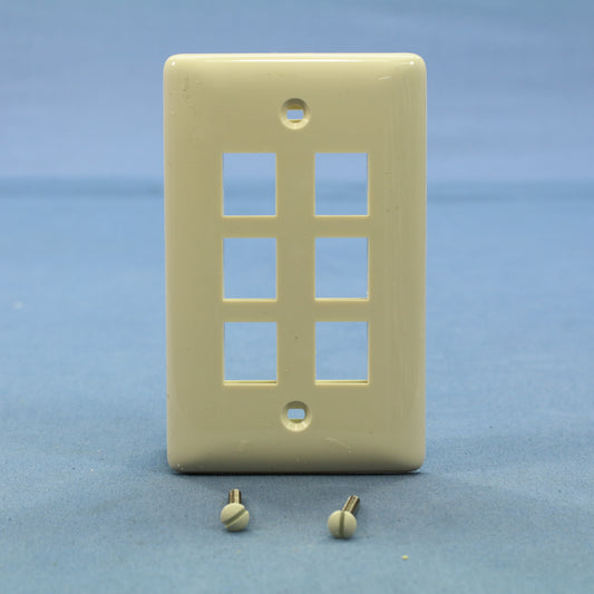 Hubbell NSP16LA Lt Almond Snap Fit Flush Mount Multimedia 6-Port Wallplate Cover