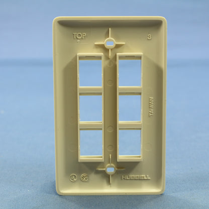 Hubbell NSP16LA Lt Almond Snap Fit Flush Mount Multimedia 6-Port Wallplate Cover