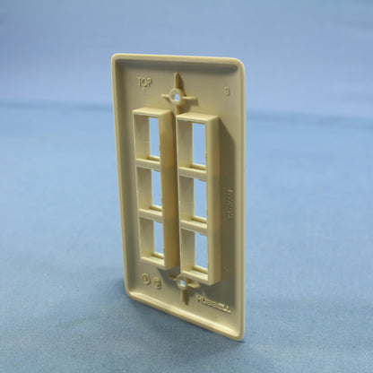 Hubbell NSP16LA Lt Almond Snap Fit Flush Mount Multimedia 6-Port Wallplate Cover