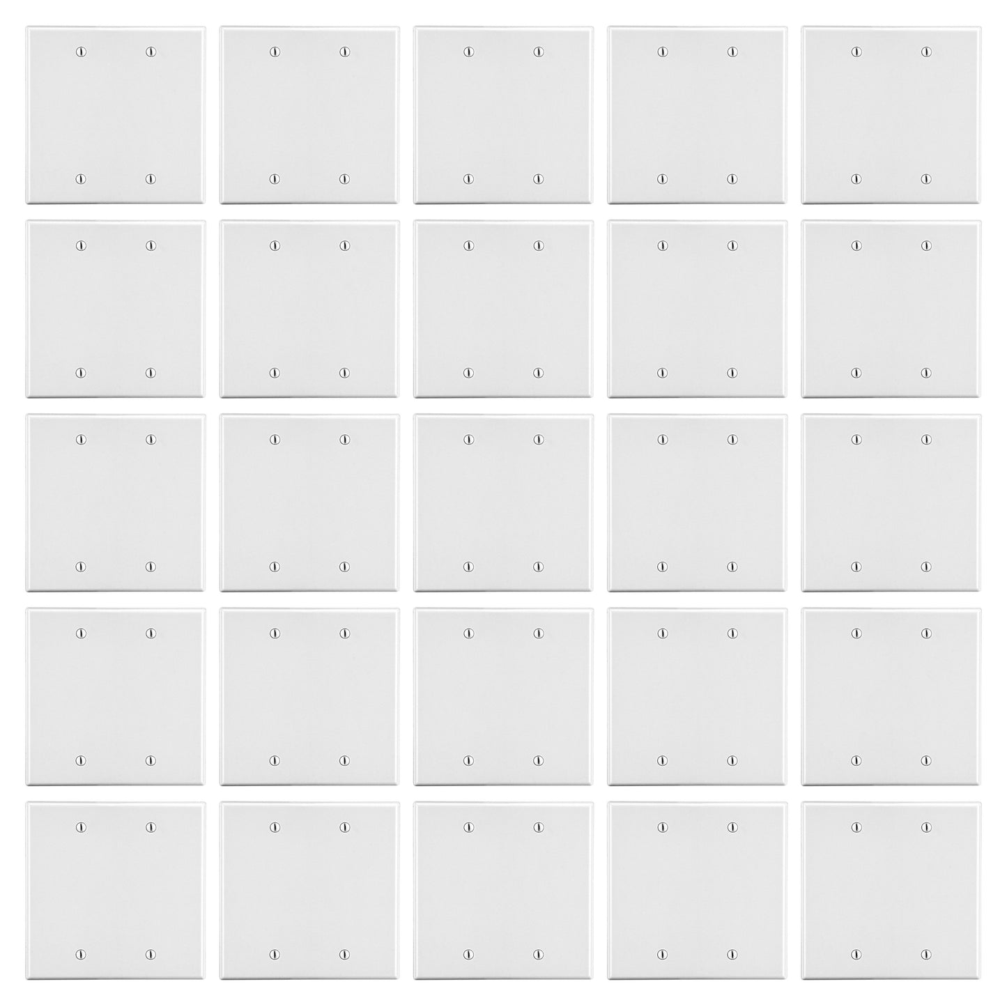 25pk Hubbell White 2-Gang Blank Box Mount Unbreakable Cover Nylon Wallplate P23W