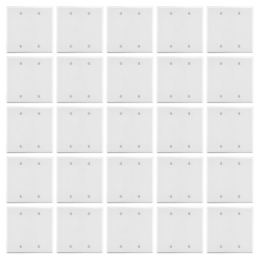 25pk Hubbell White 2-Gang Blank Box Mount Unbreakable Cover Nylon Wallplate P23W