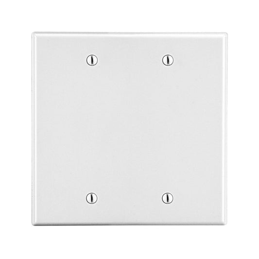Hubbell White 2-Gang Blank Box Mount Unbreakable Cover Nylon Wallplate P23W