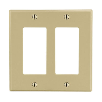 Hubbell Ivory 2-Gang Decorator GFCI Rocker Wallplate Unbreakable Cover P262I