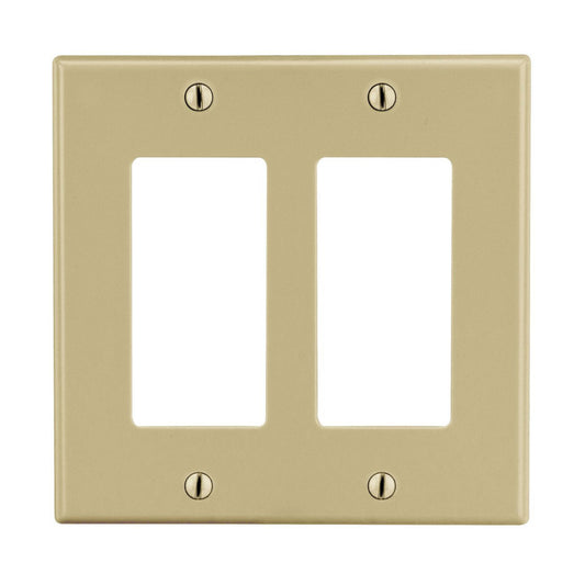 Hubbell Ivory 2-Gang Decorator GFCI Rocker Wallplate Unbreakable Cover P262I