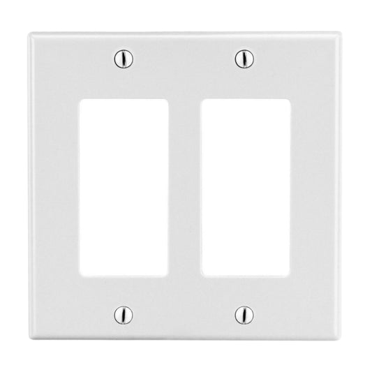 Hubbell P26W Double Gang Wall Plate White For Dual Rocker Switches Standard Size