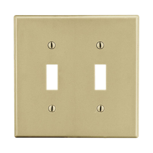 Hubbell Ivory Unbreakable 2-Gang Toggle Switch Cover Wallplate Switchplate P2I