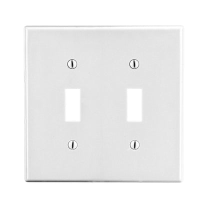 Hubbell White Unbreakable 2-Gang Toggle Switch Cover Wallplate Switchplate P2W