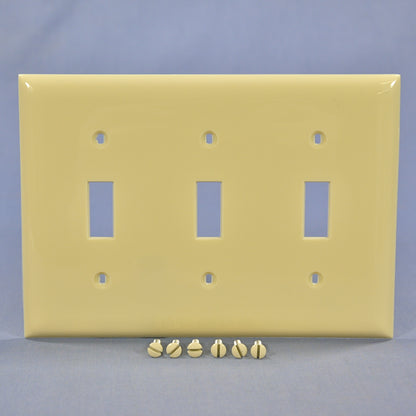 Hubbell P3 Ivory 3-Gang Toggle Switch Unbreakable Standard Wallplate Nylon Cover