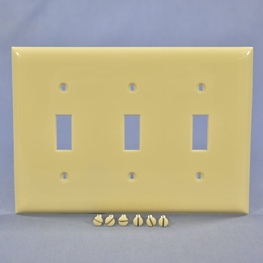 Hubbell P3 Ivory 3-Gang Toggle Switch Unbreakable Standard Wallplate Nylon Cover