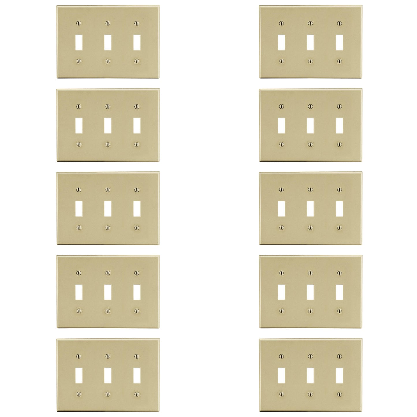 10-Pack Hubbell Ivory Unbreakable 3-Gang Switch Covers Wallplate Switchplate P3I