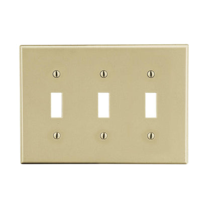 Hubbell Ivory 3-Gang Unbreakable Toggle Switch Cover Wallplate P3I Switchplate