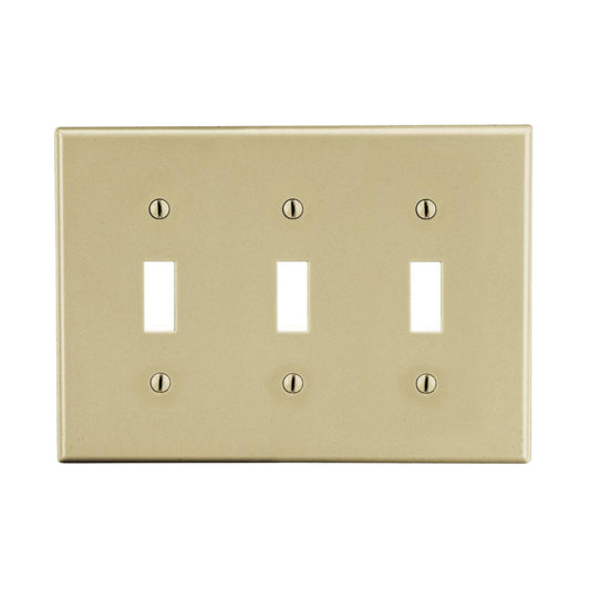 Hubbell Ivory 3-Gang Unbreakable Toggle Switch Cover Wallplate P3I Switchplate