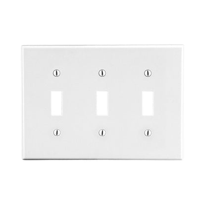 Hubbell White Unbreakable 3-Gang Toggle Switch Cover Wallplate Switchplate P3W