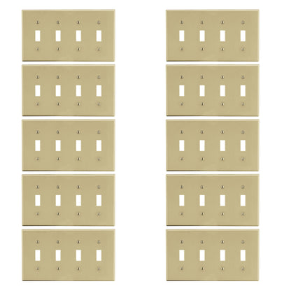 10-Pack Hubbell Ivory Unbreakable 4-Gang Switch Covers Wallplate Switchplate P4I