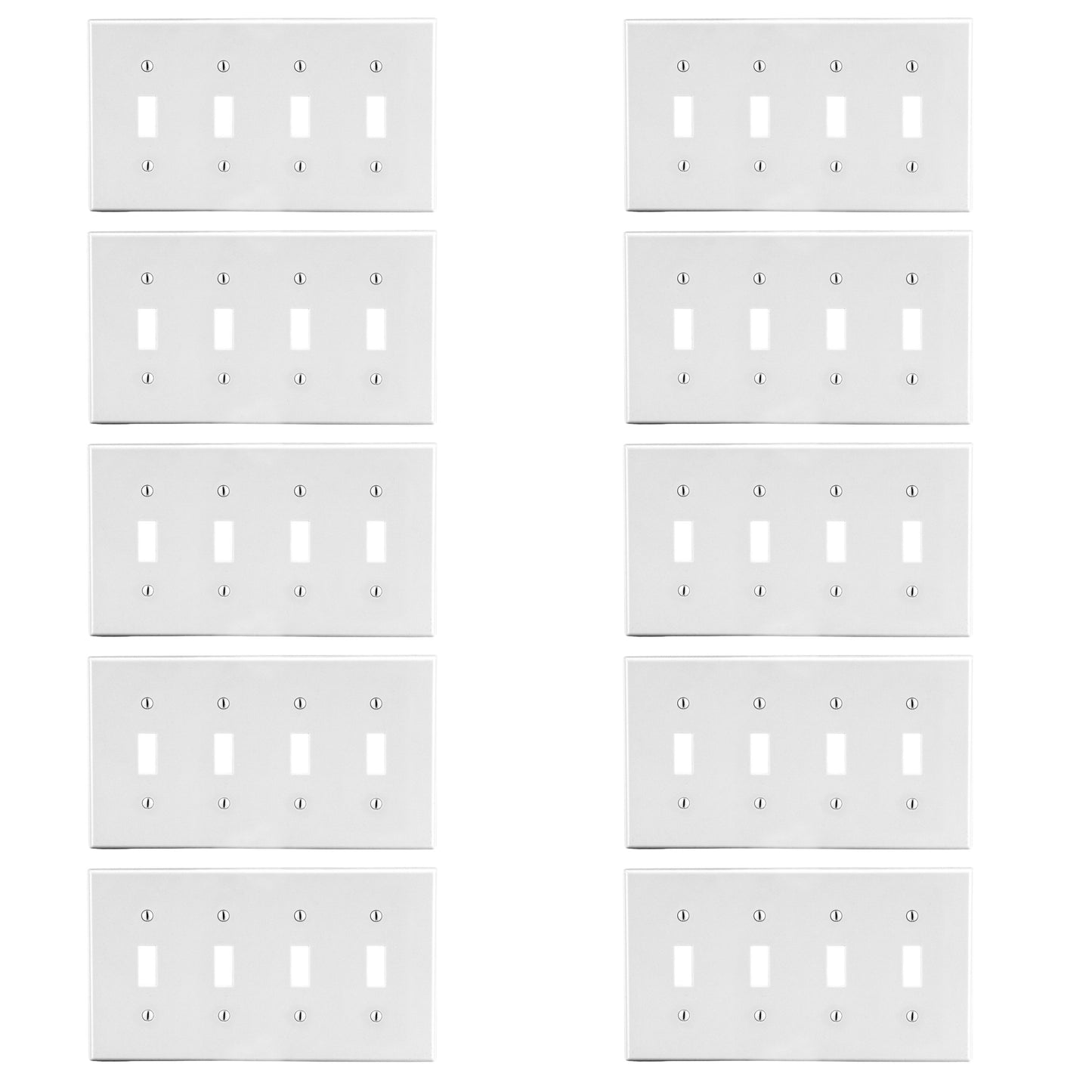 10-Pack Hubbell White Unbreakable 4-Gang Switch Covers Wallplate Switchplate P4W