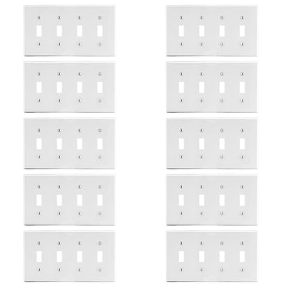 10-Pack Hubbell White Unbreakable 4-Gang Switch Covers Wallplate Switchplate P4W