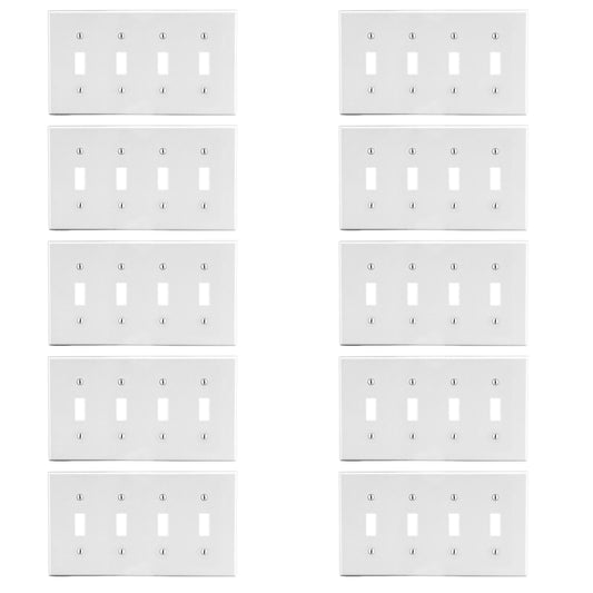 10-Pack Hubbell White Unbreakable 4-Gang Switch Covers Wallplate Switchplate P4W