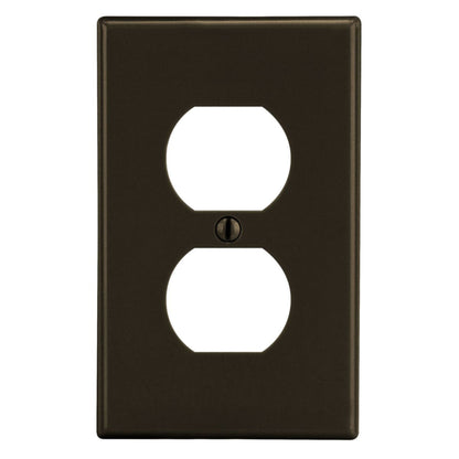 Hubbell Brown 1-Gang Receptacle Wallplate Outlet Cover P8