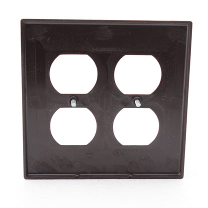 Hubbell Brown 2-Gang Receptacle Wallplate Unbreakable Duplex Outlet Cover P82