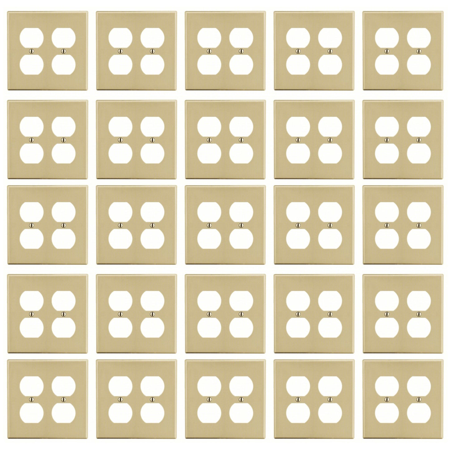 25pk Hubbell Ivory 2G Receptacle Wallplate Unbreakable Duplex Outlet Covers P82I
