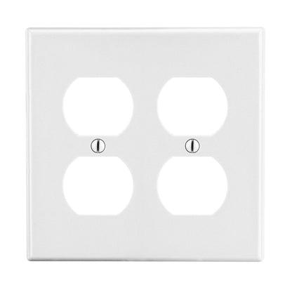 Hubbell White 2-Gang Receptacle Wallplate Unbreakable Duplex Outlet Cover P82W